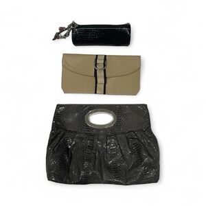 Black, Tan, and Gray Women's Clutch Set